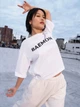 Футболка хлопковая оверсайз короткая женская Uniqlo 956028825 L Белая (1160669267) - изображение 5