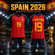 Форма футбольна дитяча Spain 2026 Lamine Yamal 19 червона синя комплект футболка та шорти розмір 18 — зріст 100–110 см - зображення 1