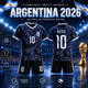 Форма футбольна дитяча Argentina 2026 Messi 10 чорна синя комплект футболка та шорти розмір 18 — зріст 100–110 см - изображение 1