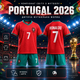 Форма футбольна дитяча Portugal 2026 Ronaldo 7 червона комплект футболка та шорти розмір 18 — зріст 100–110 см - зображення 1
