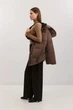 Удлиненный женский пуховик с поясом Baon B0025505-BR коричневый XL - изображение 5