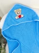 Детское полотенце-уголок Family Tradition двусторонняя махра с вышивкой 100х100 см бирюзовое Медвежонок с сердечком - изображение 2