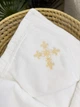 Крыжма-унисекс Family Tradition велюровая махра пике косичка с вышивкой 100х100 см белая Светлый ангел Крещения - изображение 3