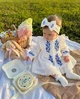 Комплект-вишиванка для дівчинки "Family Tradition муслін з вишивкою та мереживом 74 см білий Синь - зображення 2