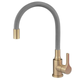 Змішувач для кухні Zerix Rex-011 Brushed Gold Refl.Grey з нерж.сталі (Колір мат.золото+силік.вилив сірий) (ZX6133) - зображення 2