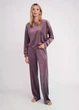 Жіночий велюровий комплект: світшот та штани Giulia SOFT WINTER 5815/080 M Violet-lavender purple, бавовняний велюр, для дому - зображення 6