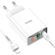 Мережевий зарядний пристрій Hoco C100A PD20W QC3.0 для смартфонів і ґаджетів із цифровим дисплеєм два порти білі - зображення 9