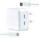 Сетевое зарядное устройство Apple 35W Dual USB-C адаптер для быстрой зарядки iPhone iPad MacBook с кабелем Type-C на Lightning - изображение 1