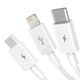 Кабель 3 в 1 Baseus для зарядки и передачи данных Micro USB Lightning Type-C 3.5A 1.5м белый - изображение 1