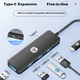Док-станція HP Type-C - USB-хаб, високошвидкісний розгалужувач 3.0, розширювальний кабель-подовжувач для док-станції Apple, адаптера та USB-кабелю CT210, чорний - зображення 4