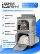 Сумка переноска для кота кошки собаки домашних животных двухместная сумка с окошком и выдвижной ручкой на колесиках колесах кошачьи сумки для переноски котов кошек маленьких собак серая (002259) - изображение 2