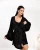 Пижама женская тройка халат майка шорты Priscilla Collection Черный, L/XL - изображение 7