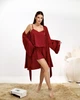 Пижама женская тройка халат майка шорты Priscilla Collection Бордовый, L/XL - изображение 2