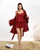 Пижама женская тройка халат майка шорты Priscilla Collection Бордовый, L/XL - изображение 3