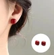 Жіночі сережки "Квадратики" 1.2 см jewelry Бордового кольору - зображення 5