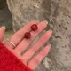 Жіночі сережки "Квадратики" 1.2 см jewelry Бордового кольору - зображення 7