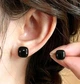 Женские сережки "Квадратики" 1.2см jewelry Черного цвета - изображение 4