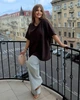 Базова футболка з куліра, вільного крою з круглим вирізом мод ЕЛТ - 007 шоколад 50-58 - зображення 4