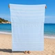 Полотенце пештемаль Turkey Towel 100х180 легкое большое для пляжа бассейна бани сауны подстилка на дачу пикник природу отпуск море полоса светло-голубой - изображение 1