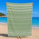 Полотенце пештемаль Turkey Towel 100х180 легкое большое для пляжа бассейна бани сауны подстилка на дачу пикник природу отпуск море полоса оливковый - изображение 1