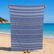 Рушник пештемаль Turkey Towel 100х180 см легкий великий для пляжу басейну бані сауни підстилка на дачу пікнік природу відпустку море полоса темно-синій - зображення 1