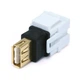 Вставка-кейстон із прохідним адаптером USB (гніздо-гніздо) Monoprice для мультимедійних настінних панелей колір білий MNKS-USB-2.0AAWH - зображення 2