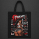 Шоппер Tokyo JDM Culture с авторским принтом, черная сумка-шоппер в стиле JDM Streetwear из хлопка 38×40 см - изображение 1