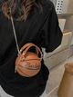 Жіноча кругла сумка BASKETBALL м'яч на ланцюжку коричнева - зображення 4
