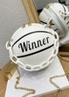 Жіноча кругла сумка WINNER м'яч на ланцюжку біла молочна - зображення 2