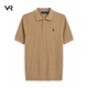 Мужское поло Polo Ralph Lauren S бежевое трикотажное фактурной вязки с коротким рукавом Regular Fit - изображение 1