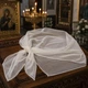 Белая шифоновая косынка женская 90×90 см, прозрачный платок на голову для церкви, храма, венчания, крещения и первого причастия, легкий головной убор, женский платок для фотосессий, торжественных событий, повседневной носки и путешествий - изображение 2