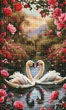 Алмазна мозаїка на підрамнику ColorArt 30x50 Лебеді кохання + голограмні алмазики TPP910 + Подарунок лак для покриття - зображення 2