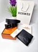 Подарочный мужской набор: Кожаный ремень и черный кошелек Hermes - изображение 1