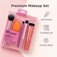 Набір пензлів для макіяжу Real Techniques Everyday Essentials Set 4 професійні пензлі та спонж Miracle Complexion для обличчя, очей і румян - изображение 1