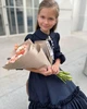 Шкільна дитяча сукня з комірцем плаття для дівчинки в школу костюмний креп 146 темно-синя - зображення 4