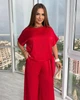Шелковый женский костюм однотонный блуза с брюками ролекс шелк 50-52 красный - изображение 9