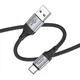 Дата кабель USB 2.0 AM to USB-C 1.0m 3A nylon X102 black HOCO (6942007608770) - изображение 2