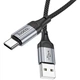 Дата кабель USB 2.0 AM to USB-C 1.0m 3A nylon X102 black HOCO (6942007608770) - изображение 3