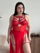 Боді з декоративними ремінцями та спідницею Plus Size, Червоний, 3XL - изображение 3