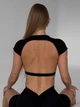 Спортивный женский топ-футболка SportPro Open Back с эффектной открытой спиной и чашками Crop T-shirt M Черный (Top51BlackM) - изображение 6