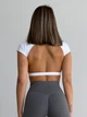 Спортивный женский топ-футболка SportPro Open Back с эффектной открытой спиной и чашками Crop T-shirt M Белый (Top51WhiteM) - изображение 2