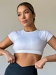 Спортивный женский топ-футболка SportPro Open Back с эффектной открытой спиной и чашками Crop T-shirt M Белый (Top51WhiteM) - изображение 3