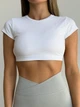 Спортивный женский топ-футболка SportPro Open Back с эффектной открытой спиной и чашками Crop T-shirt M Белый (Top51WhiteM) - изображение 5