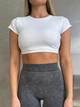 Спортивный женский топ-футболка SportPro Open Back с эффектной открытой спиной и чашками Crop T-shirt M Белый (Top51WhiteM) - изображение 10