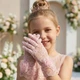 Нарядное розовое платье для девочки 5-6 лет с розами и перчатками Праздничное детское платье на выпускной и день рождения - изображение 2