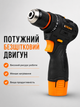 Шуруповерт аккумуляторный STROMO 12V бесщеточный с металлическим патроном 10 мм, 1 АКБ Li-Ion 2.0Ah, кейс, набор бит и сверл шуруповерт с регулировкой момента затяжки 2 скорости - изображение 2