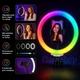 Кільцева світлодіодна RGB лампа 26 см 3D Multicolor з тримачем для телефону, кольорова LED лампа для фото, відео, стрімів та макіяжу - зображення 3
