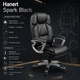 Офисное кресло Hanert Spark Black с механизмом TILT высокой ортопедической спинкой подголовником поясничной поддержкой и нагрузкой до 120 кг черное - изображение 2