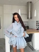 Повітряна сукня з рюшами - Classyme - S - Синій - (20d) - зображення 3