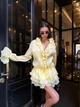 Повітряна сукня з рюшами - Classyme - XS - Жовтий - (20d) - зображення 3